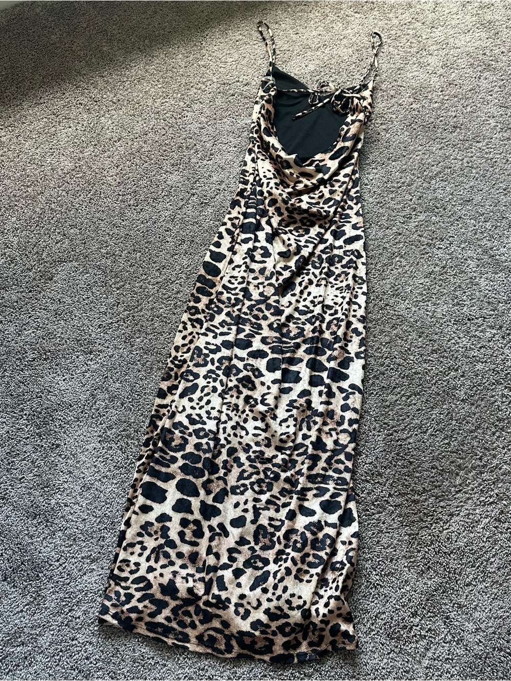 Blue Blush Leopard Print Maxi Dress in Tan and Black